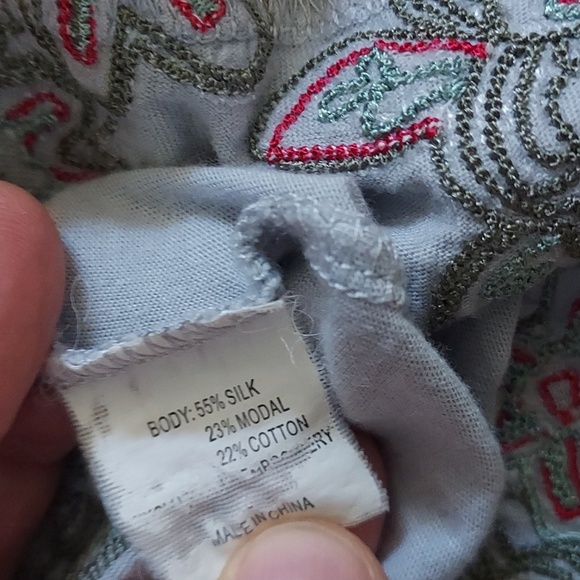 Johnny Was silk embroidered cami - Picture 6 of 6